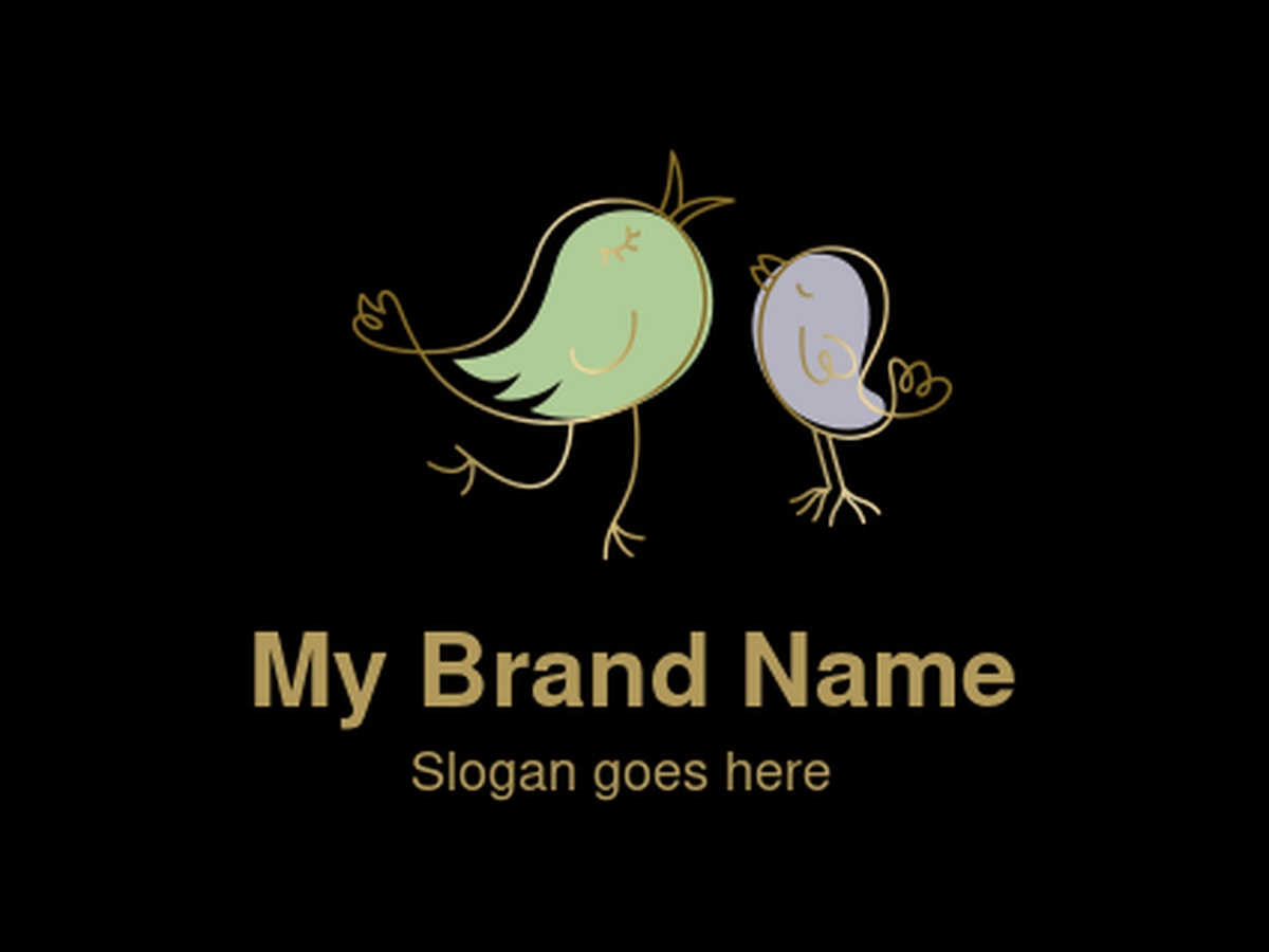 Whimsical Gold Outline Birds with Pastel Colors Logo - Ideal for Children's Brands, Creative Services, Home Decor, and Wellness Businesses Seeking a Symbol of Joy, Harmony, and Gentle Charm